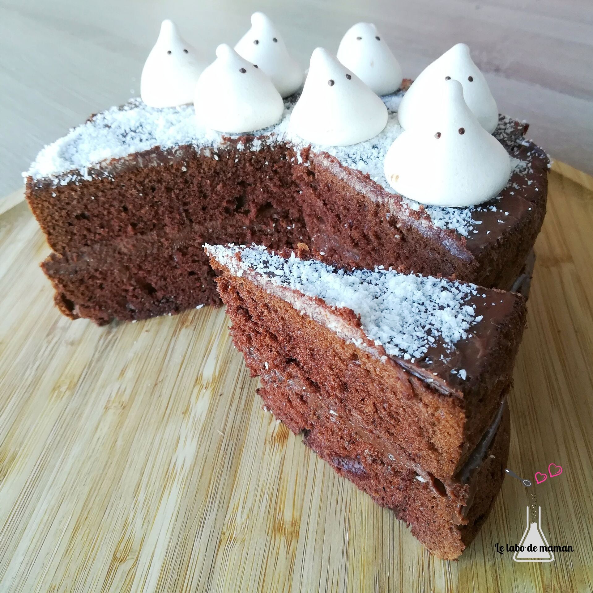 molly cake - chocolat -monstre - cake design - fantôme - meringue - ganache -facile -recette - companion